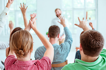 Image showing Speaker at Business Meeting in the conference hall.