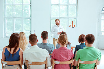 Image showing Speaker at Business Meeting in the conference hall.