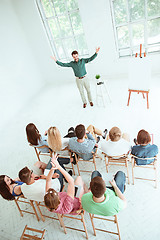 Image showing Speaker at Business Meeting in the conference hall.