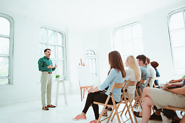 Image showing Speaker at Business Meeting in the conference hall.