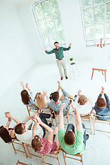 Image showing Speaker at Business Meeting in the conference hall.