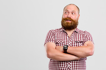 Image showing Contented man with ginger beard