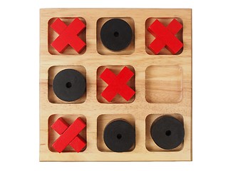 Image showing Wooden tic-tac-toe on white