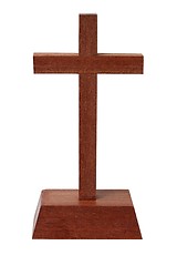 Image showing Wooden cross on white