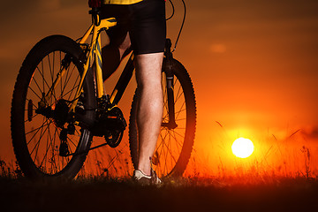 Image showing Sporty Man Riding a Bicycle on the Country Road.