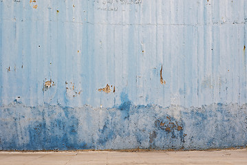 Image showing blue abandoned grunge cracked stucco wall