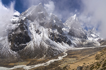 Image showing Everest base camp trek Cholatse peak and Pheriche valley