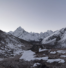 Image showing Ama dablam peak and Everest base camp trek in Himalayas