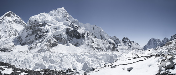 Image showing Everest base camp with view on Nuptse and Khumbu