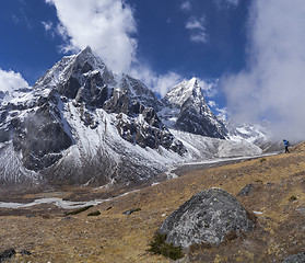 Image showing Photographer taking pictures on Everest base camp trek