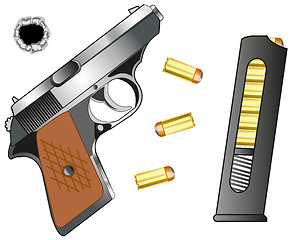 Image showing Gun and cartridge clip with patron