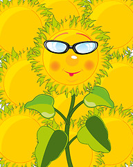 Image showing Cartoon of the sunflower bespectacled