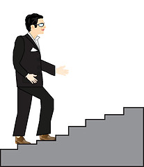 Image showing Man rises on stairway