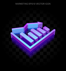 Image showing Marketing icon: 3d neon glowing Decline Graph made of glass, EPS 10 vector.