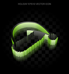 Image showing Entertainment, icon: Green 3d Christmas Hat made of paper, transparent shadow, EPS 10 vector.