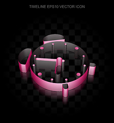 Image showing Timeline icon: Crimson 3d Alarm Clock made of paper, transparent shadow, EPS 10 vector.