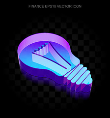 Image showing Business icon: 3d neon glowing Light Bulb made of glass, EPS 10 vector.