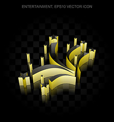 Image showing Entertainment, icon: Yellow 3d Fireworks made of paper, transparent shadow, EPS 10 vector.