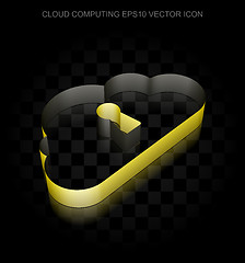 Image showing Cloud computing icon: Yellow 3d Cloud With Keyhole made of paper, transparent shadow, EPS 10 vector.