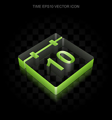 Image showing Timeline icon: Green 3d Calendar made of paper, transparent shadow, EPS 10 vector.
