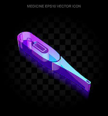 Image showing Healthcare icon: 3d neon glowing Thermometer made of glass, EPS 10 vector.