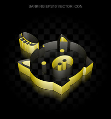 Image showing Money icon: Yellow 3d Money Box With Coin made of paper, transparent shadow, EPS 10 vector.