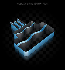 Image showing Entertainment, icon: Blue 3d Cake made of paper, transparent shadow, EPS 10 vector.