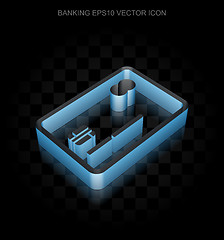 Image showing Currency icon: Blue 3d Credit Card made of paper, transparent shadow, EPS 10 vector.