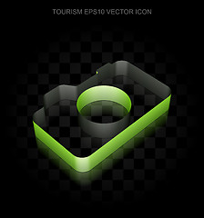 Image showing Travel icon: Green 3d Photo Camera made of paper, transparent shadow, EPS 10 vector.