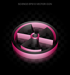 Image showing Science icon: Crimson 3d Radiation made of paper, transparent shadow, EPS 10 vector.