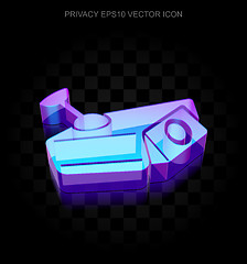 Image showing Privacy icon: 3d neon glowing Cctv Camera made of glass, EPS 10 vector.