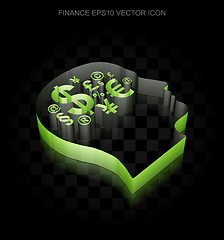 Image showing Finance icon: Green 3d Head With Finance Symbol made of paper, transparent shadow, EPS 10 vector.
