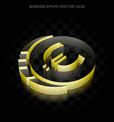 Image showing Banking icon: Yellow 3d Euro Coin made of paper, transparent shadow, EPS 10 vector.