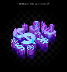 Image showing Business icon: 3d neon glowing Finance Symbol made of glass, EPS 10 vector.