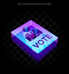 Image showing Political icon: 3d neon glowing Ballot made of glass, EPS 10 vector.