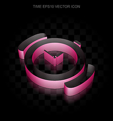 Image showing Time icon: Crimson 3d Hand Watch made of paper, transparent shadow, EPS 10 vector.