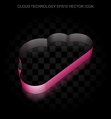 Image showing Cloud technology icon: Crimson 3d Cloud made of paper, transparent shadow, EPS 10 vector.