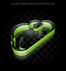 Image showing Cloud networking icon: Green 3d Cloud made of paper, transparent shadow, EPS 10 vector.