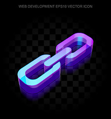 Image showing Web development icon: 3d neon glowing Link made of glass, EPS 10 vector.