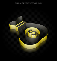 Image showing Business icon: Yellow 3d Money Bag made of paper, transparent shadow, EPS 10 vector.