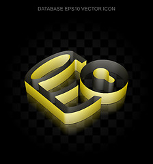 Image showing Database icon: Yellow 3d Database With Lock made of paper, transparent shadow, EPS 10 vector.