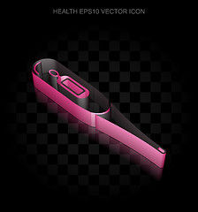 Image showing Health icon: Crimson 3d Thermometer made of paper, transparent shadow, EPS 10 vector.