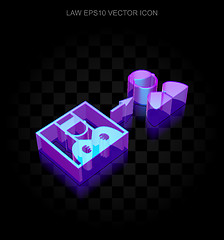 Image showing Law icon: 3d neon glowing Criminal Freed made of glass, EPS 10 vector.