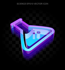 Image showing Science icon: 3d neon glowing Flask made of glass, EPS 10 vector.