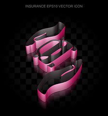 Image showing Insurance icon: Crimson 3d Car And Palm made of paper, transparent shadow, EPS 10 vector.