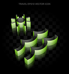 Image showing Vacation icon: Green 3d Beach made of paper, transparent shadow, EPS 10 vector.