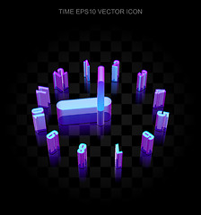 Image showing Timeline icon: 3d neon glowing Clock made of glass, EPS 10 vector.