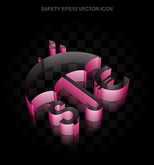 Image showing Protection icon: Crimson 3d Money And Umbrella made of paper, transparent shadow, EPS 10 vector.