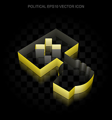 Image showing Political icon: Yellow 3d Protest made of paper, transparent shadow, EPS 10 vector.