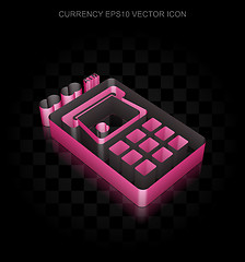 Image showing Currency icon: Crimson 3d ATM Machine made of paper, transparent shadow, EPS 10 vector.